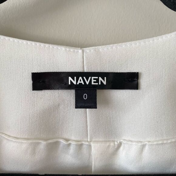 Naven-black & White Colour Block Bardot Peplum Blazer (Size:0) - Picture 10 of 10